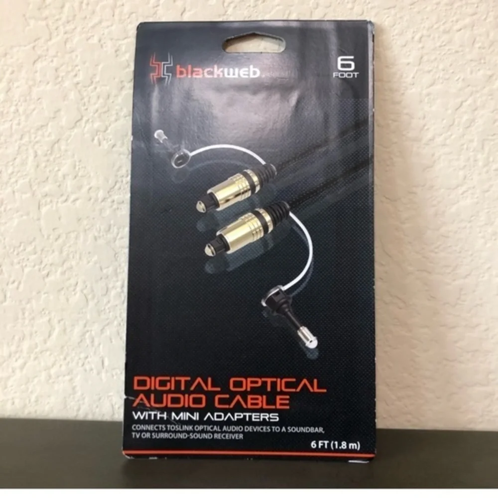 Blackweb Digital Optical Audio Cable Mini Adapters 6FT 6 Feet New In Package